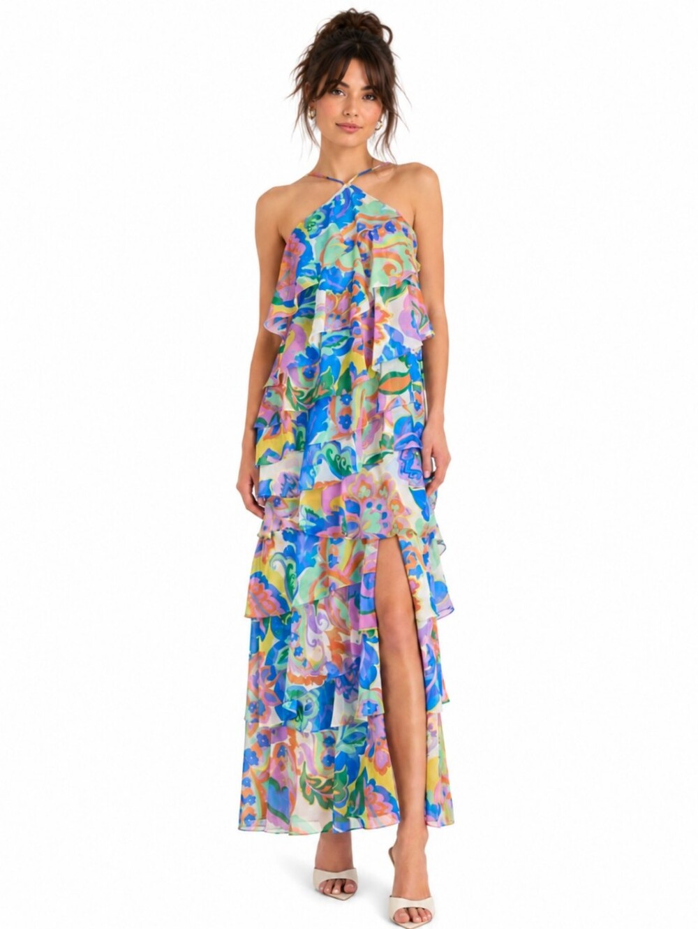 NEW AMANDA UPRICHARD posie maxi dress in fleetwood print Small